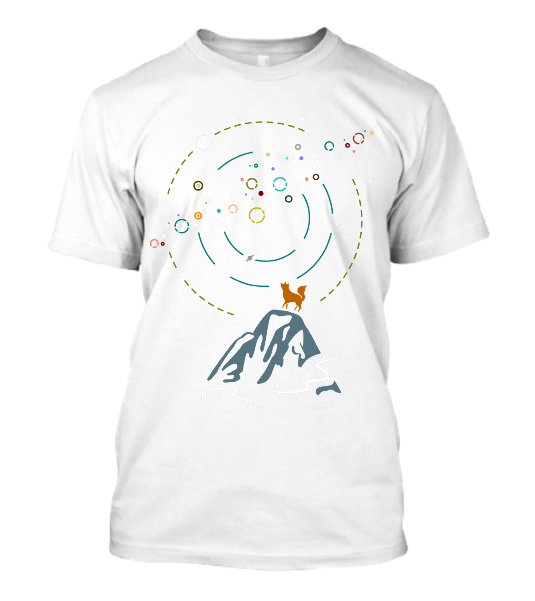 On Top Of That Mountain With Cosmic Universe And Fox T-Shirt