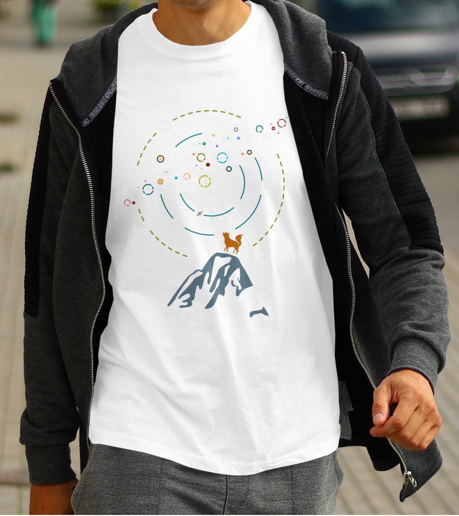 On Top Of That Mountain With Cosmic Universe And Fox T-Shirt