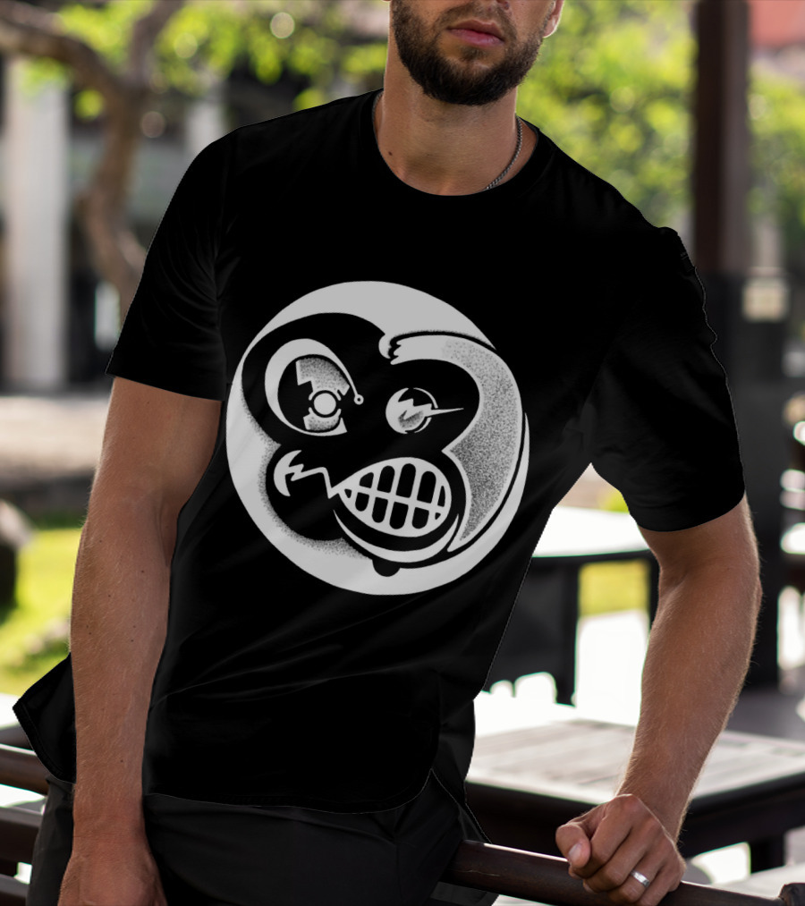 Billy Reverse Symbol Grinning Abstract Monochrome T-Shirt