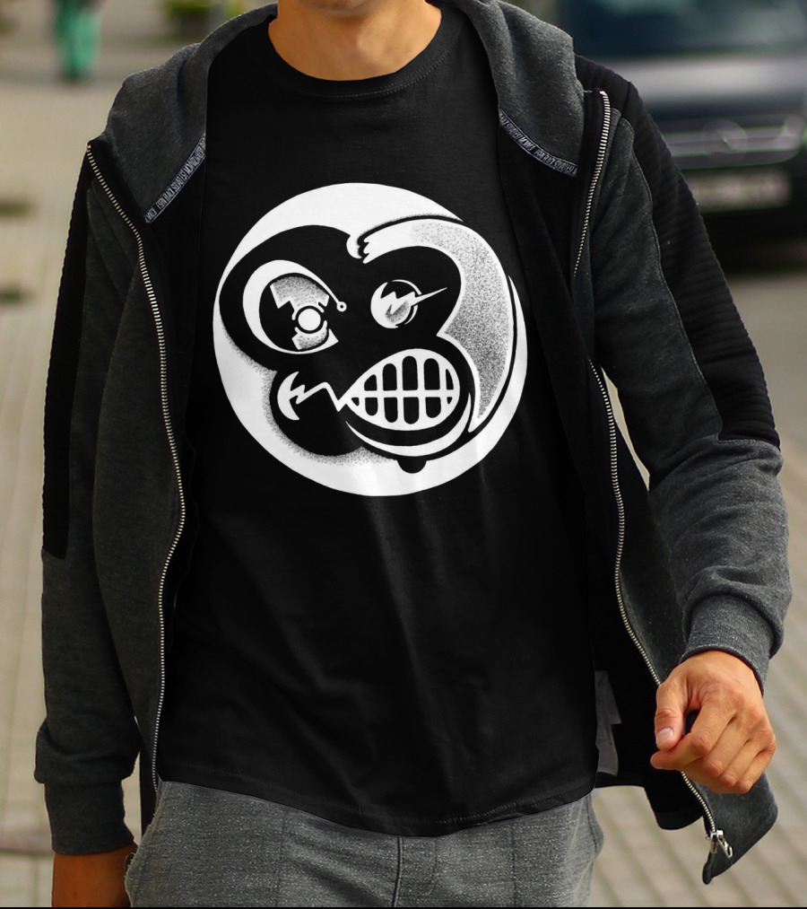 Billy Reverse Symbol Grinning Abstract Monochrome T-Shirt