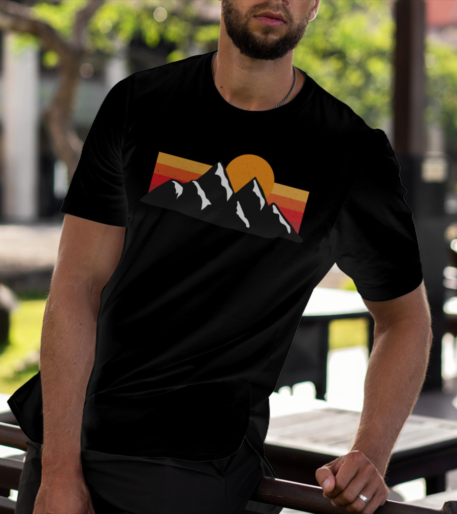 Anything Goes On The Mountain Retro Sunset T-Shirt