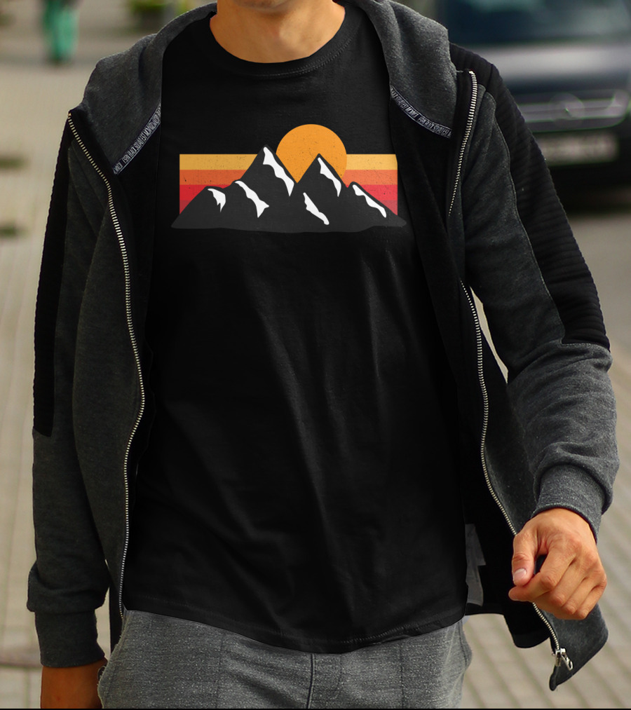Anything Goes On The Mountain Retro Sunset T-Shirt