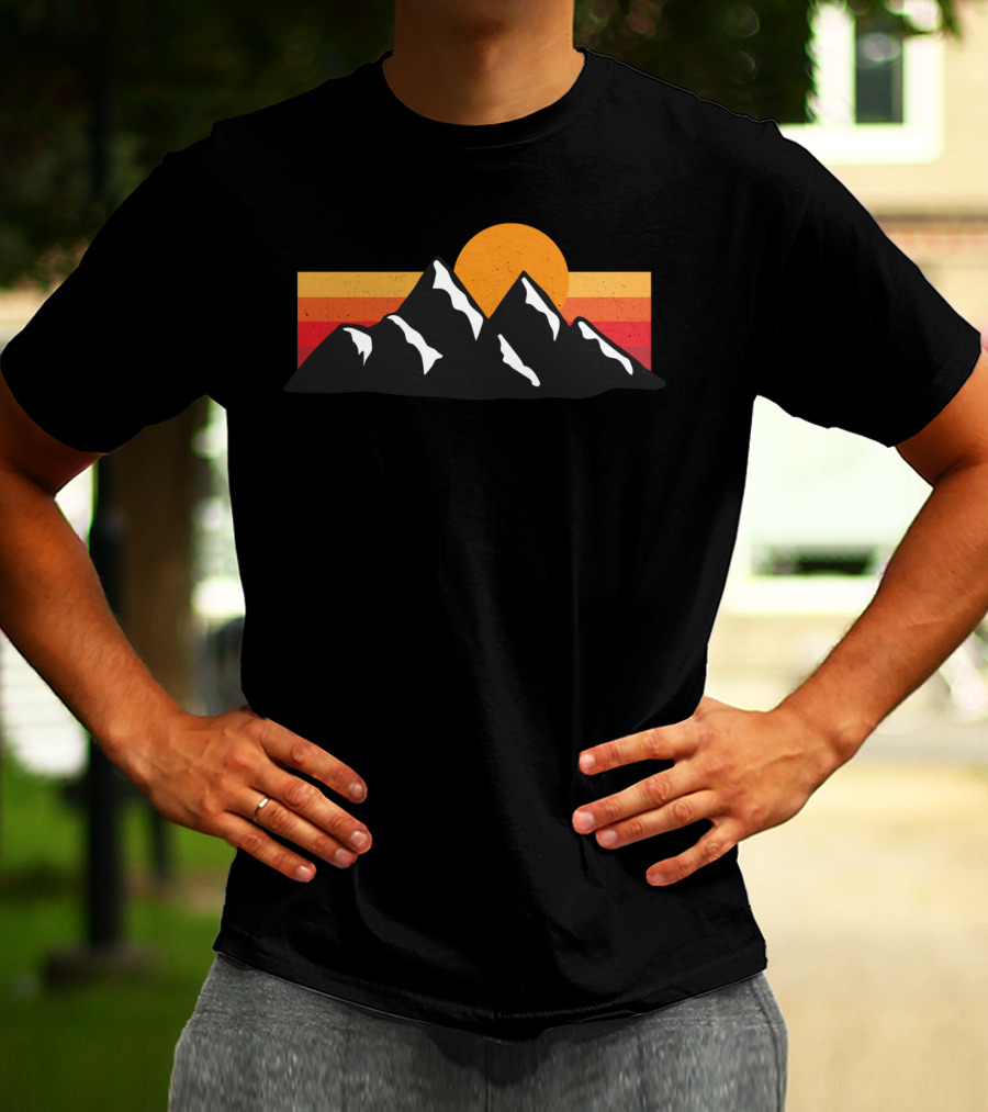 Anything Goes On The Mountain Retro Sunset T-Shirt