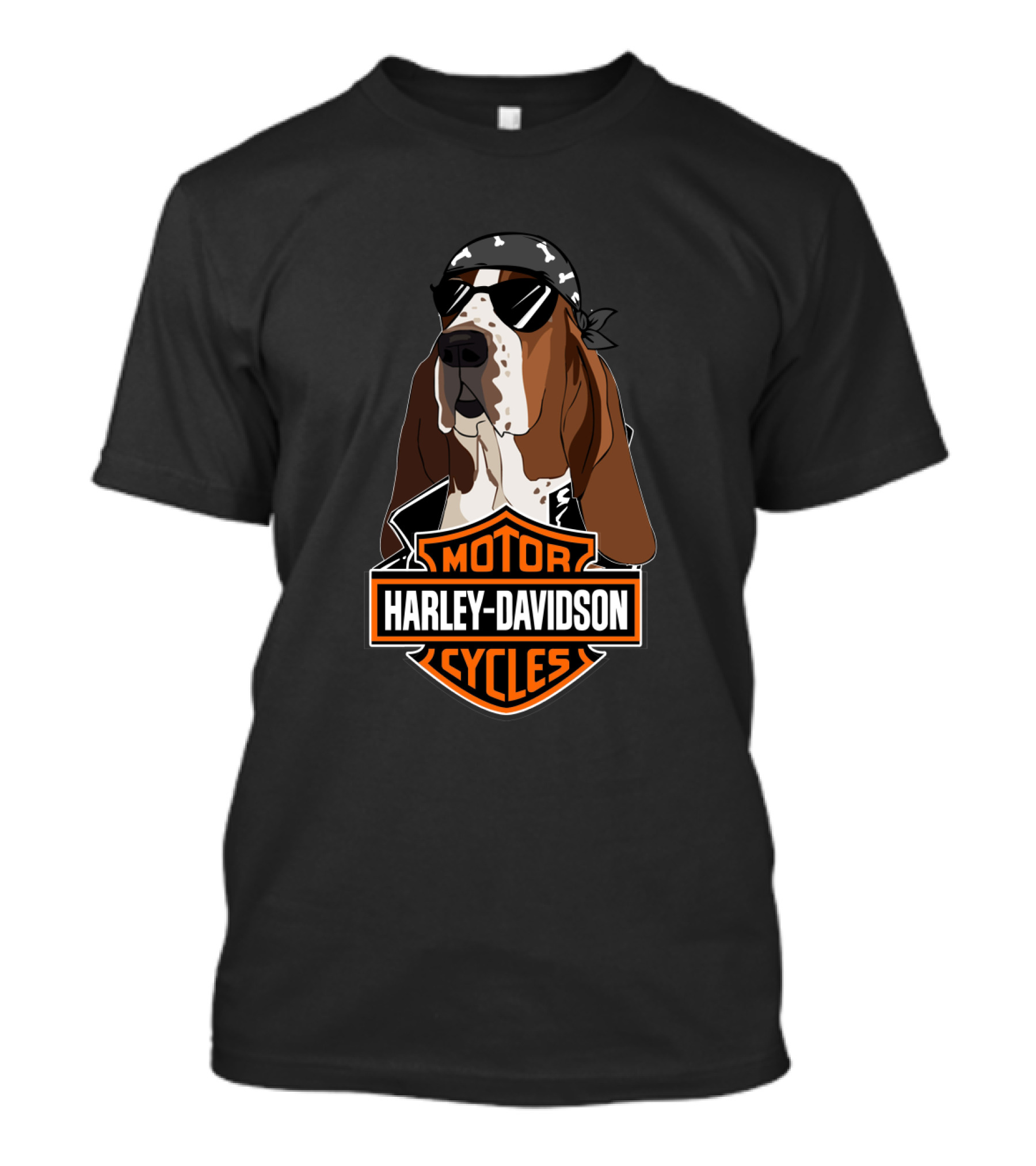 Basset Hound Harley Davidson Motorcycles T-Shirt