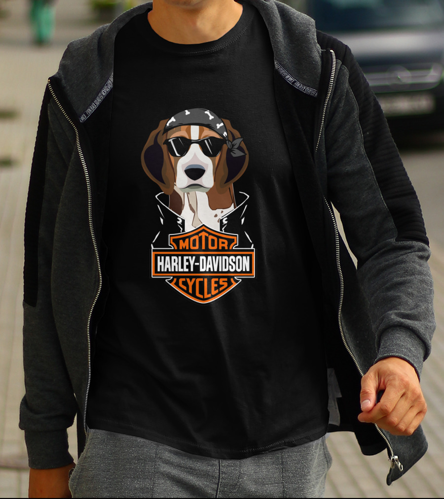 Harley Davidson Beagle Motorcycle Cycles T-Shirt