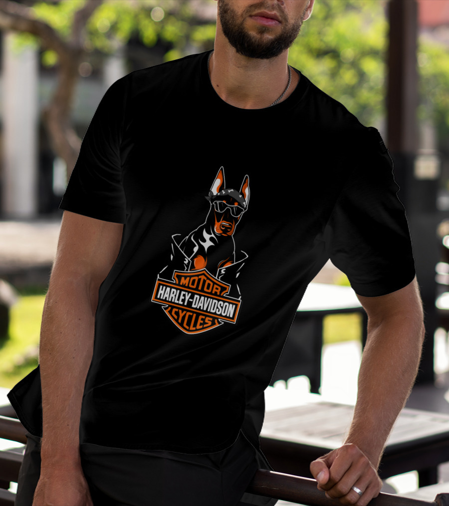 Doberman Harley Davidson Motorcycles T-Shirt