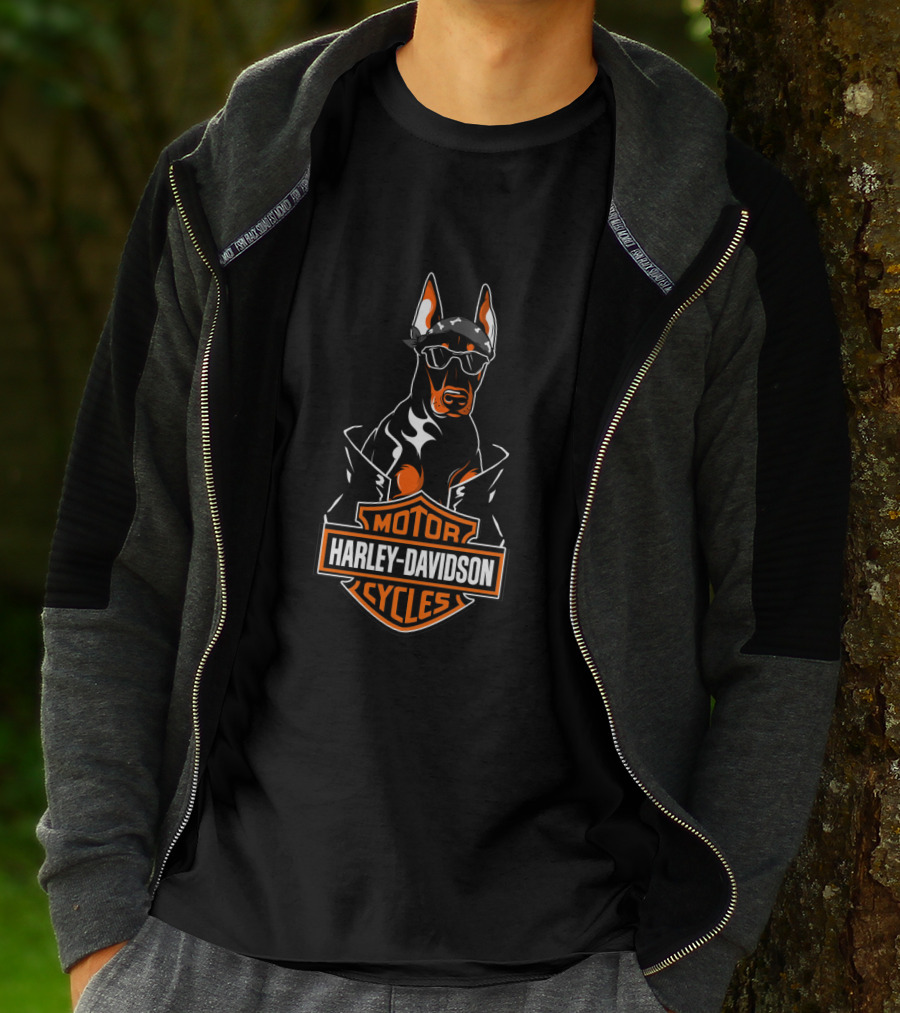 Doberman Harley Davidson Motorcycles T-Shirt