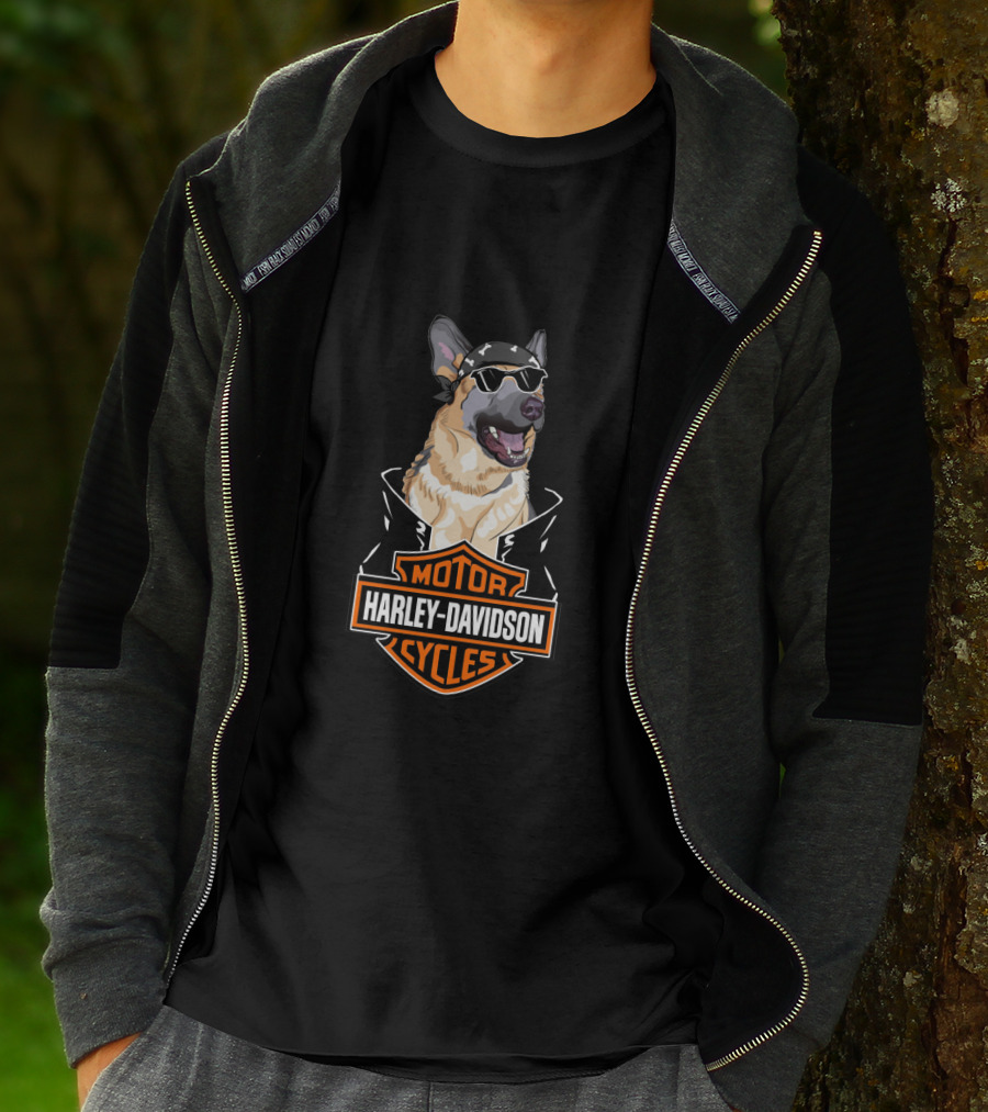 Harley Davidson German Shepherd Motorcycles T-Shirt