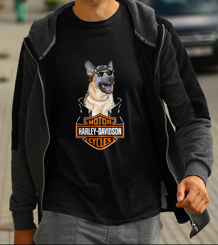 Harley Davidson German Shepherd Motorcycles T-Shirt