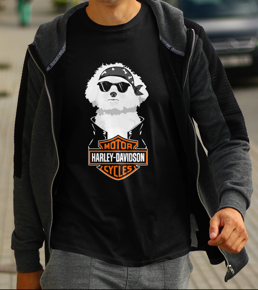 Bichon Frise Harley Davidson Motorcycle Cycles T-Shirt
