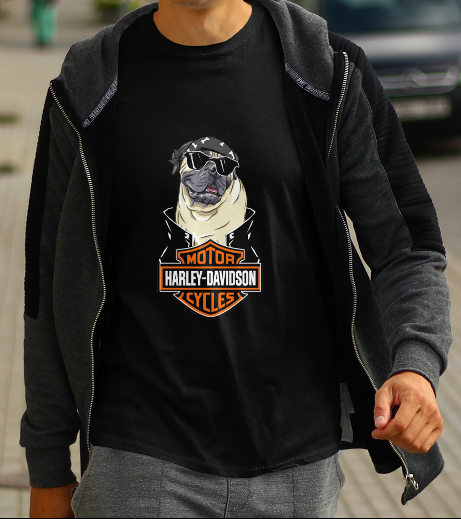 Harley Davidson Bullmastiffs Motorcycle Cycles T-Shirt