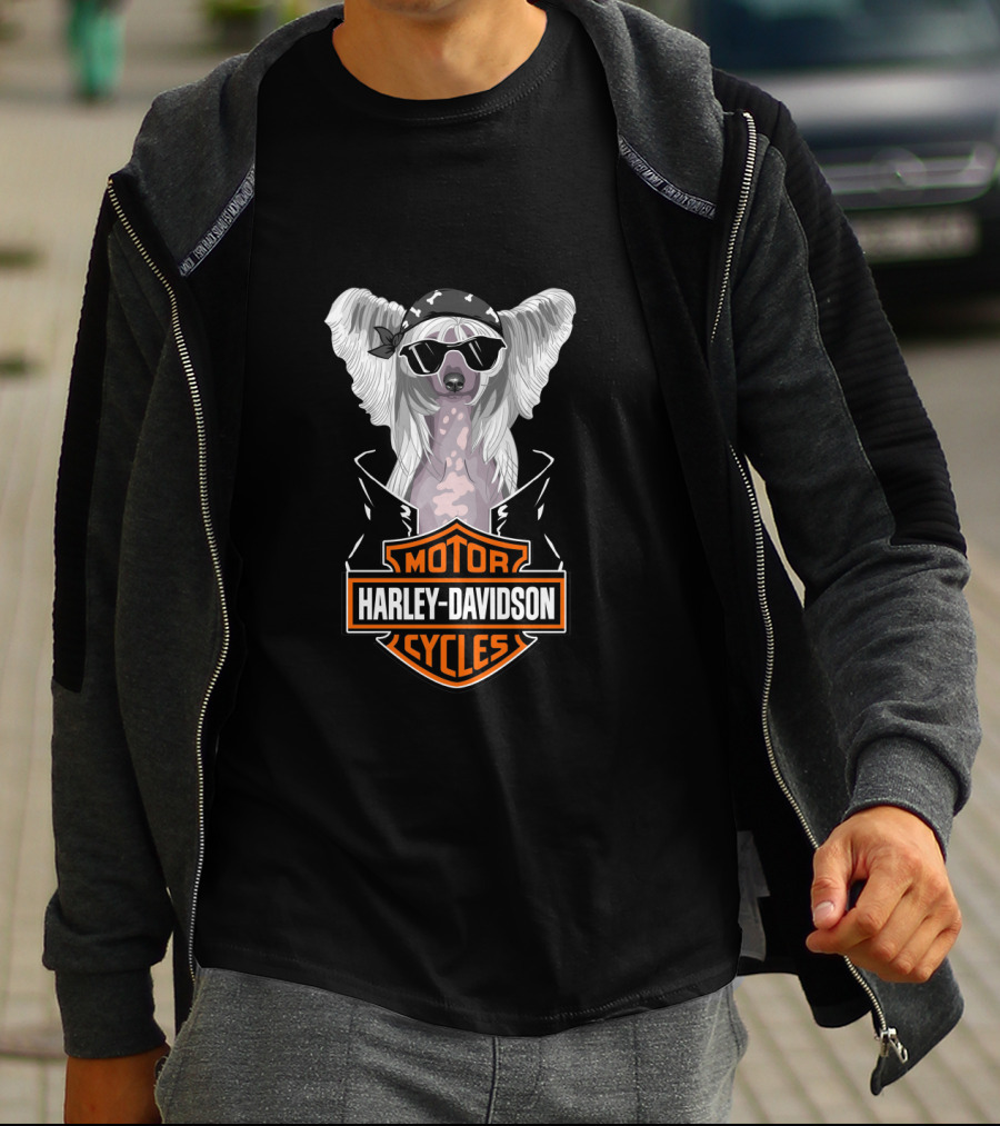 Chinese Crested Harley Davidson Motorcycles T-Shirt