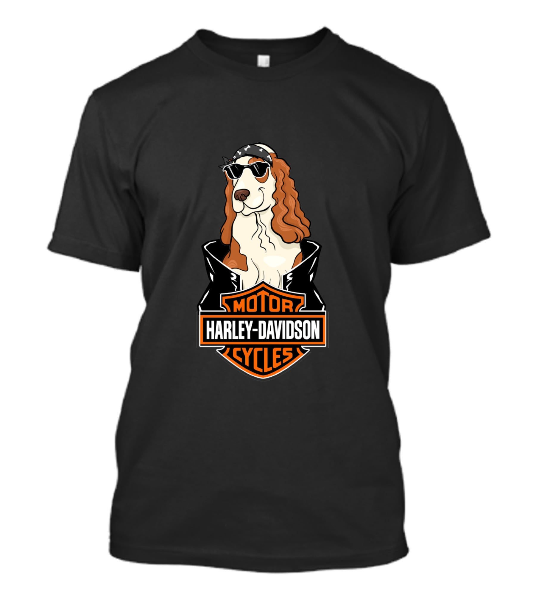 Harley Davidson Motorcycles Cocker Spaniel Biker Style T-Shirt