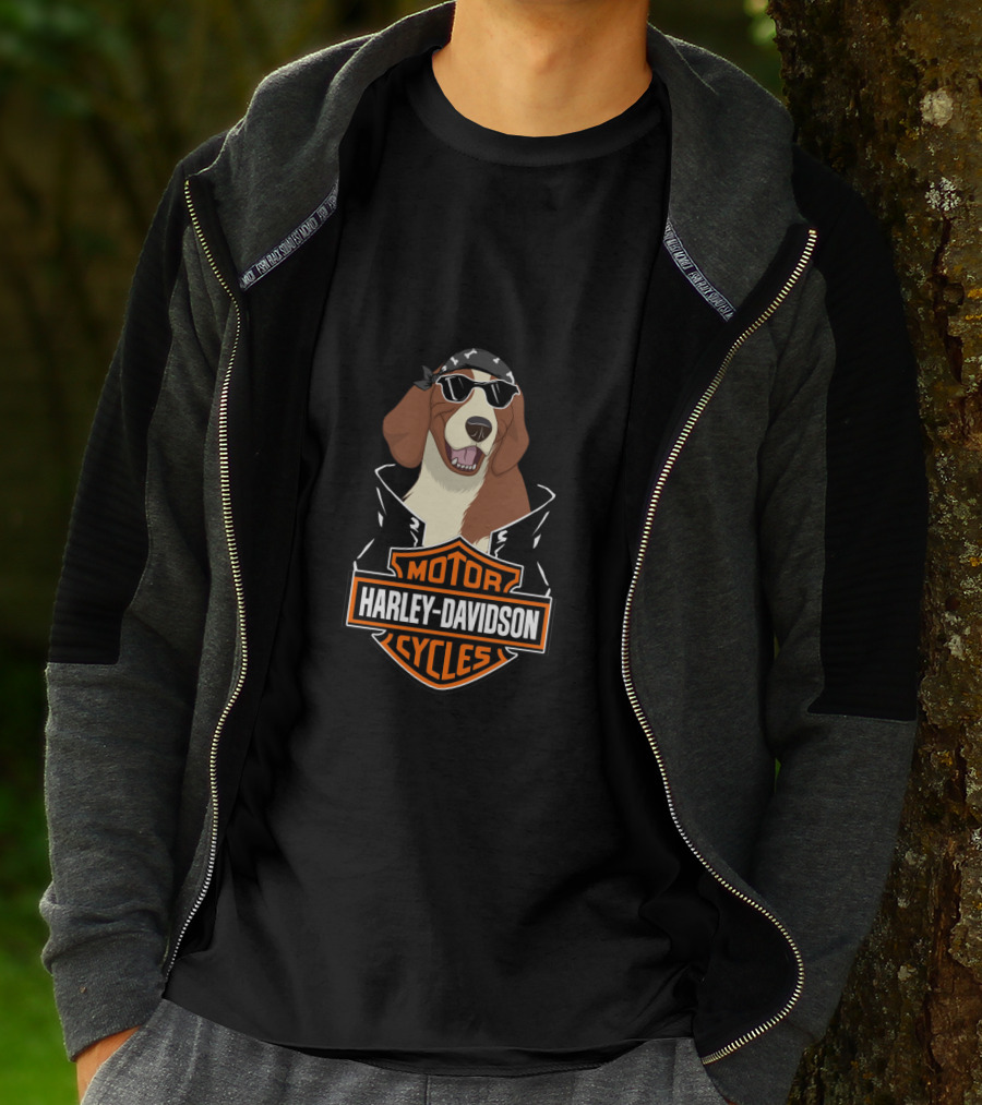Harley Davidson Motor Cycles English Springer Spaniel Motorcycle T-Shirt