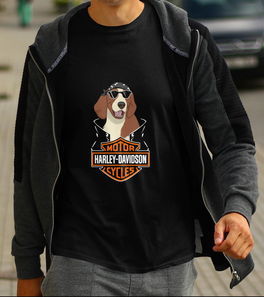 Harley Davidson Motor Cycles English Springer Spaniel Motorcycle T-Shirt