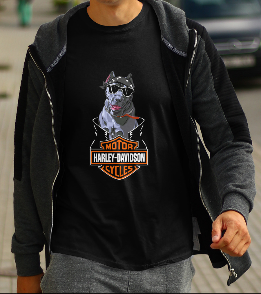 Harley Davidson Motor Cycles Cane Corso Motorcycle Dog Bandana Sunglasses T-Shirt