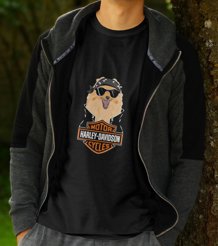 Pomeranians Harley Davidson Motorcycles T-Shirt