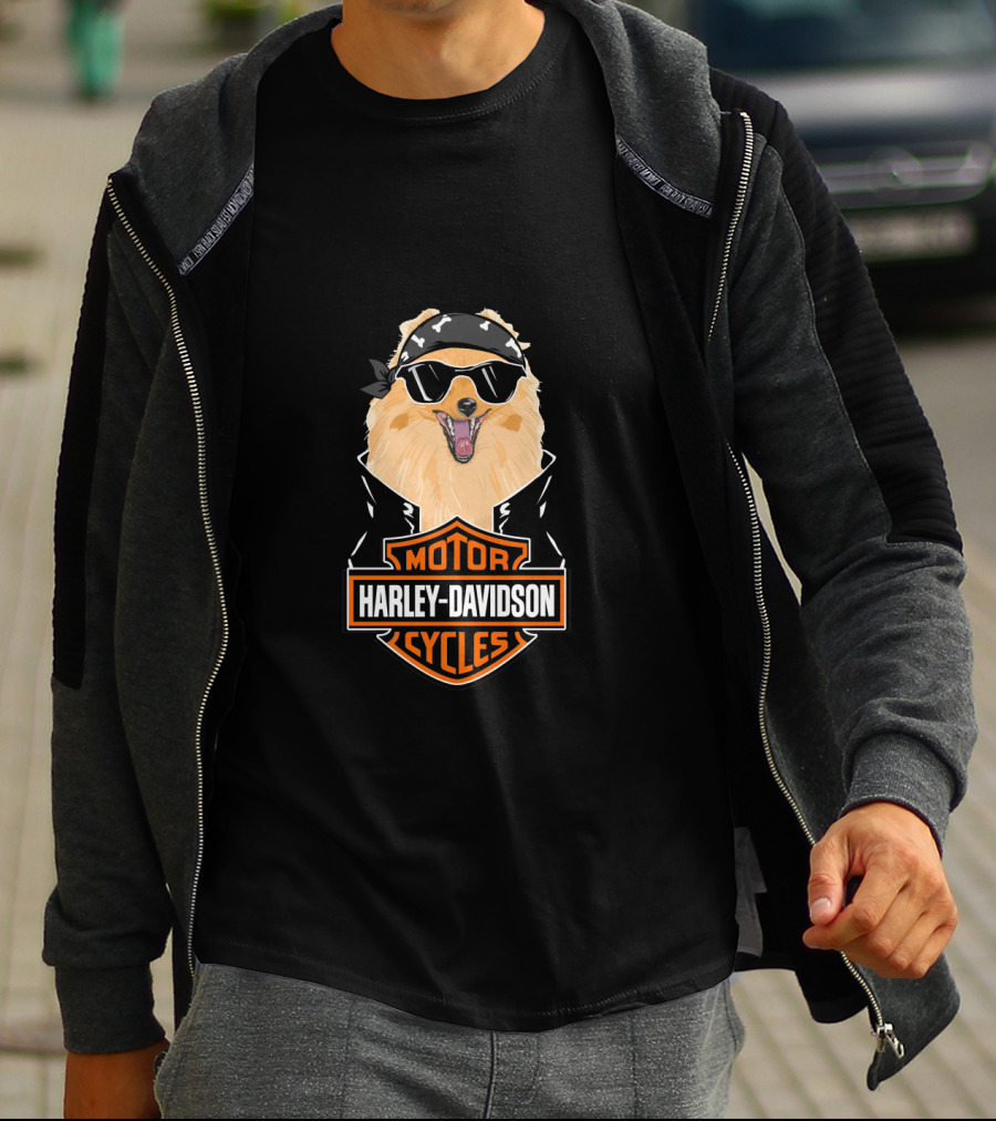 Pomeranians Harley Davidson Motorcycles T-Shirt