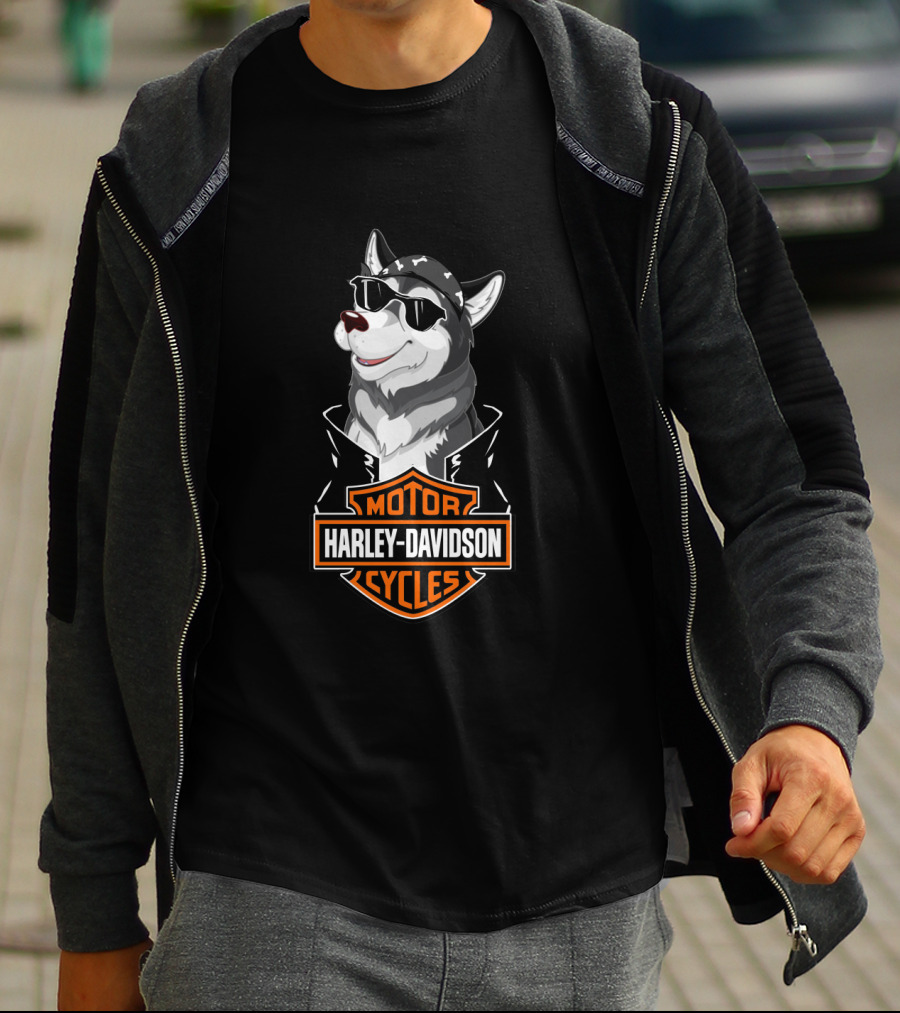 Huskies Harley Davidson Motorcycle Cycles T-Shirt