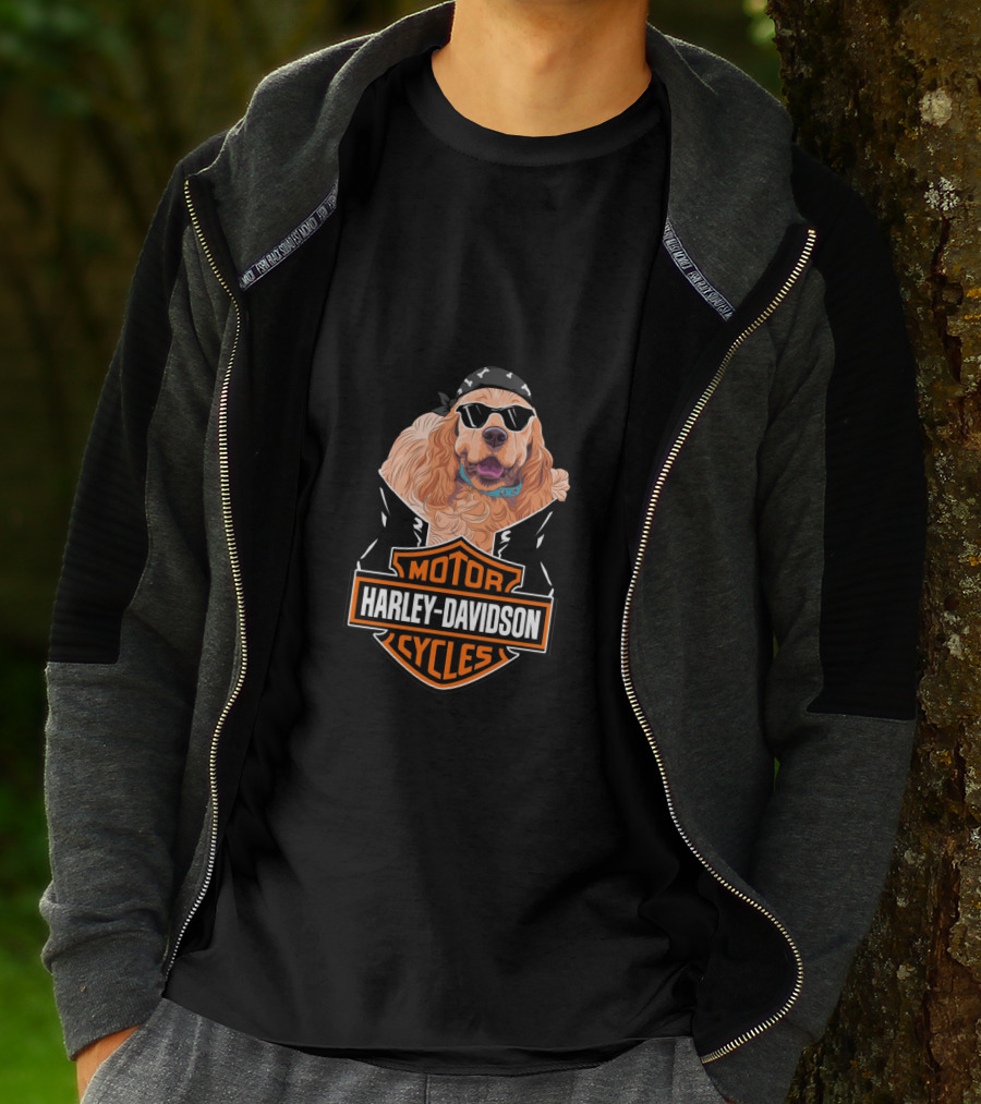 American Cocker Spaniel Harley Davidson Motorcycles Biker T-Shirt