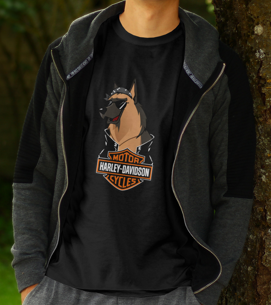 Belgian Shepherd Harley Davidson Cycles Biker T-Shirt
