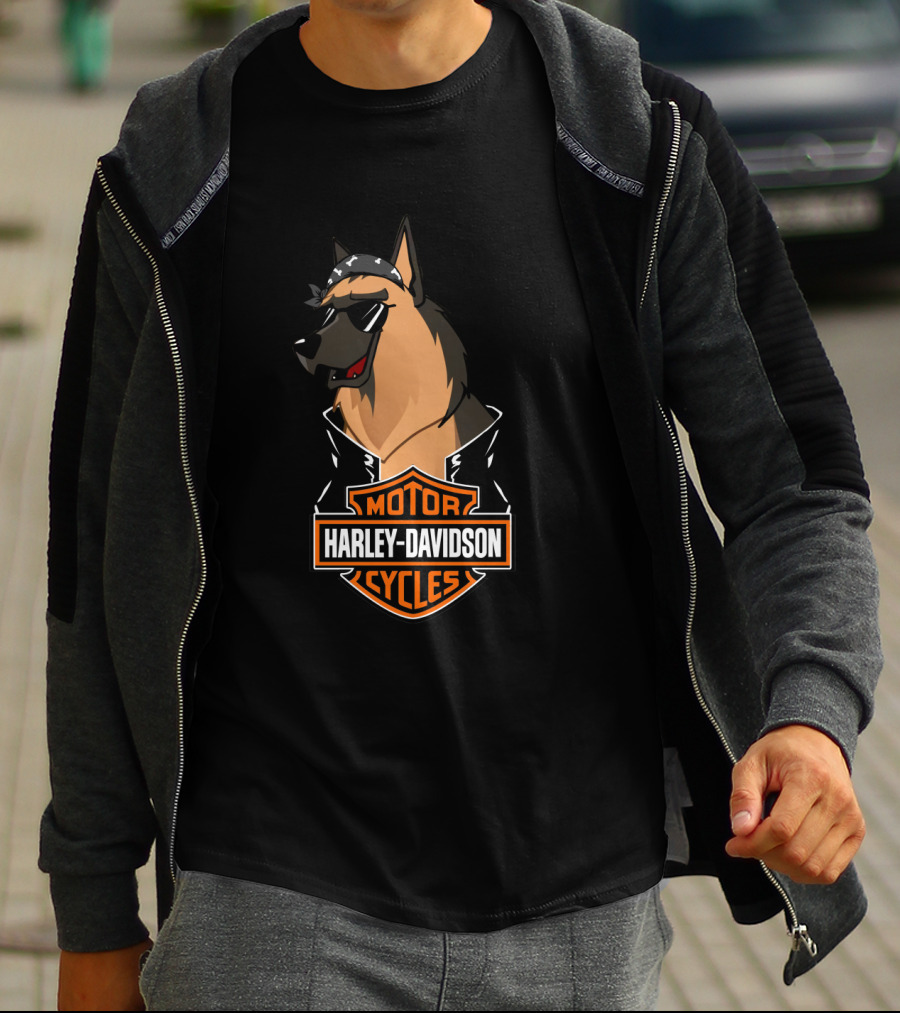 Belgian Shepherd Harley Davidson Cycles Biker T-Shirt