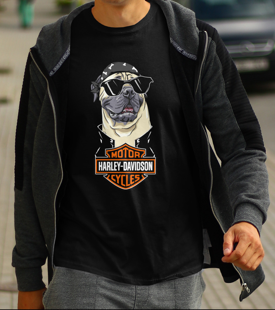 Bullmastiff Harley Davidson Motorcycles Biker Cool Dog T-Shirt