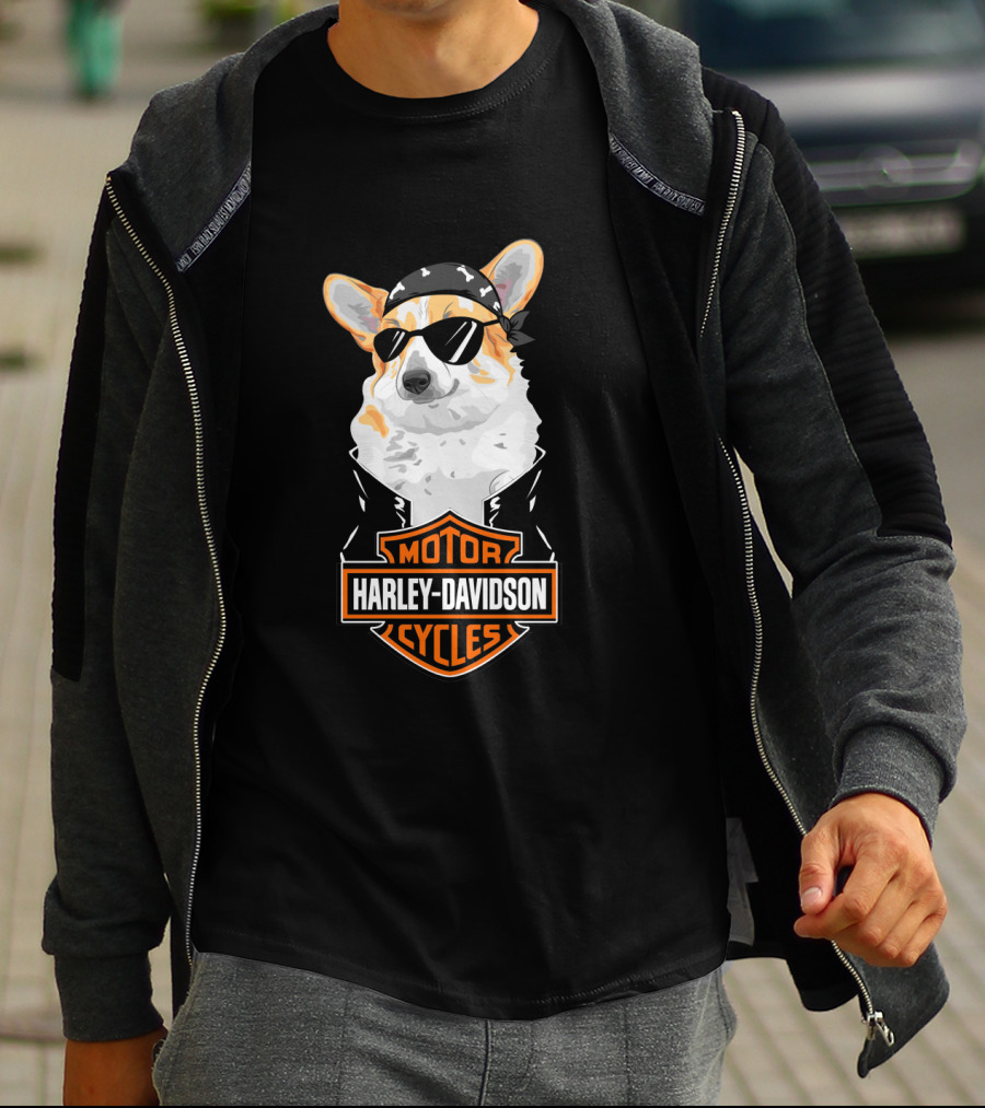 Harley Davidson Motor Cycles Corgi Biker T-Shirt