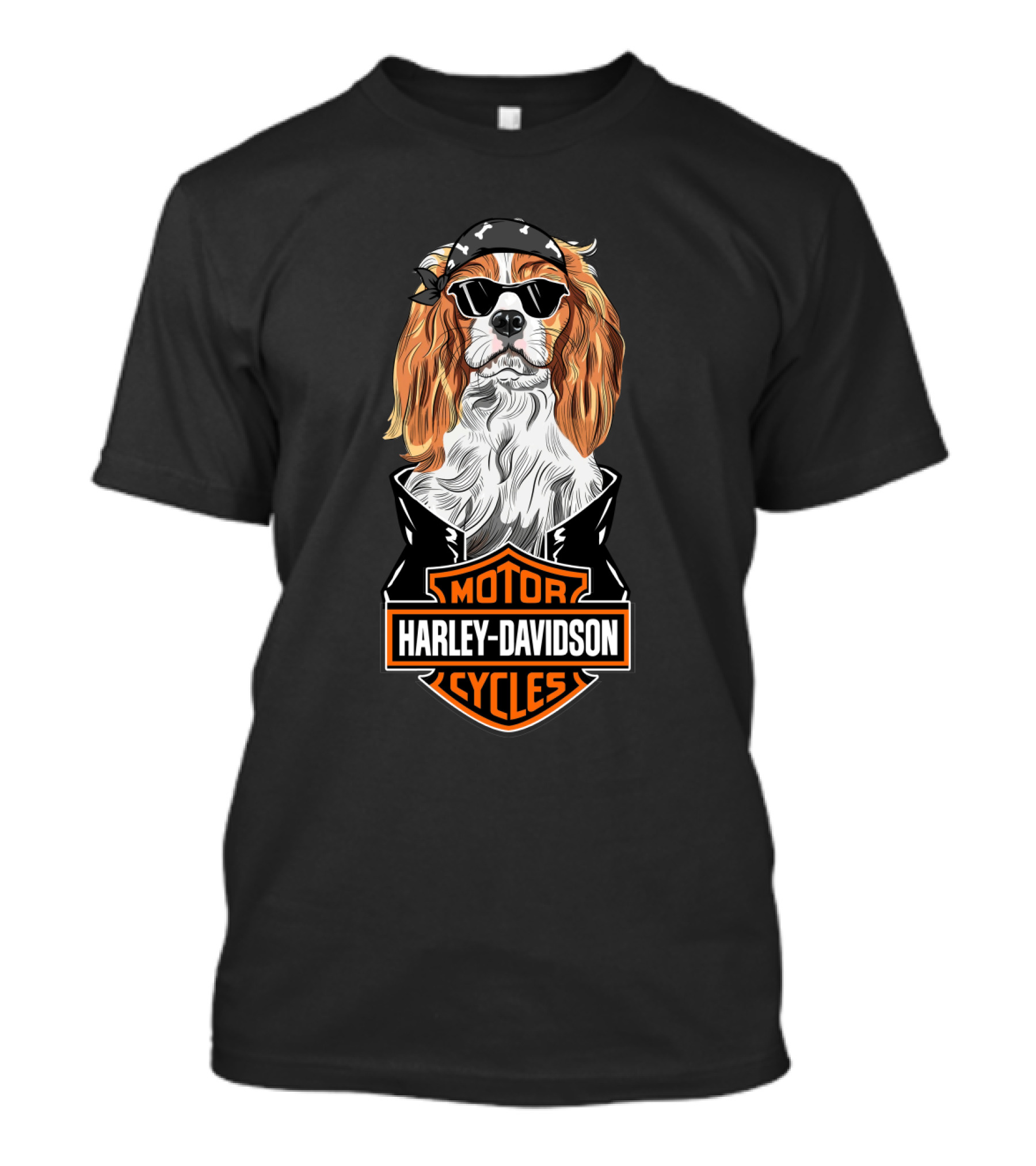 Cavalier King Charles Spaniel Harley Davidson Motorcycles T-Shirt