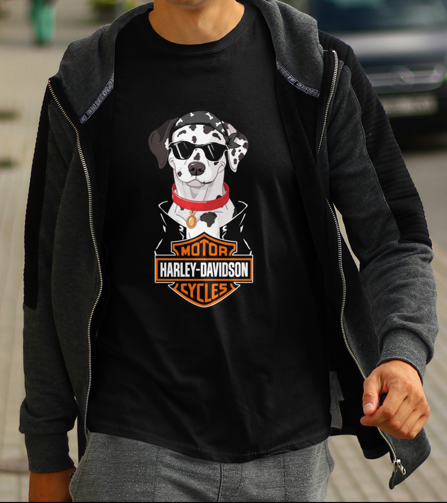 Dalmatian Biker Harley Davidson Motor Cycles T-Shirt