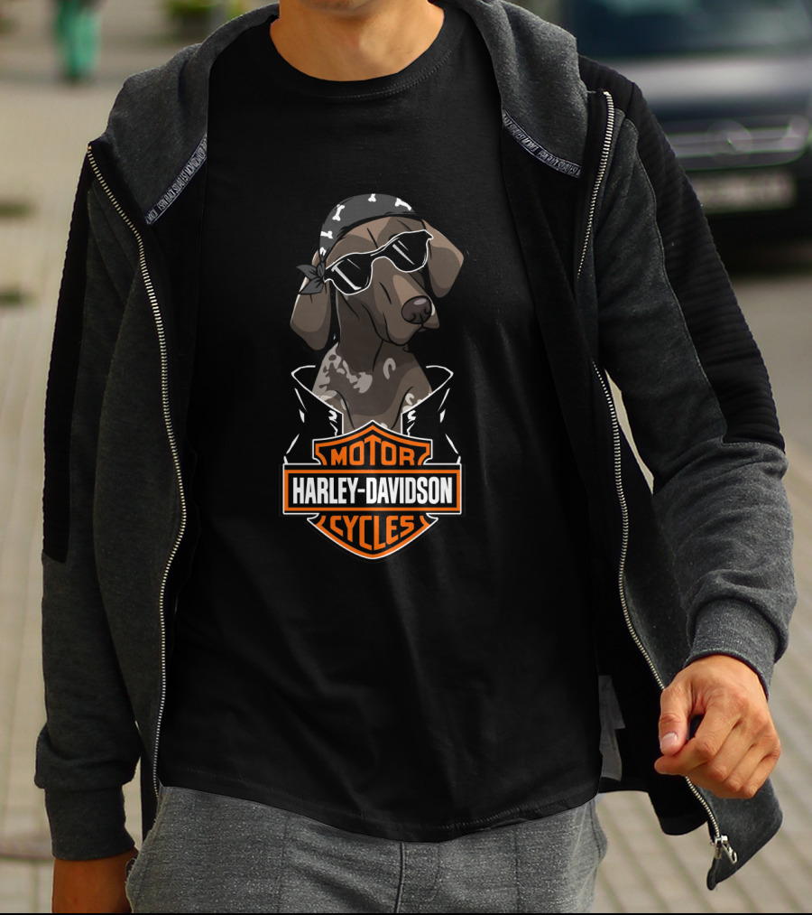 German Shorthaired Pointer Harley Davidson Cycles Biker Dog T-Shirt