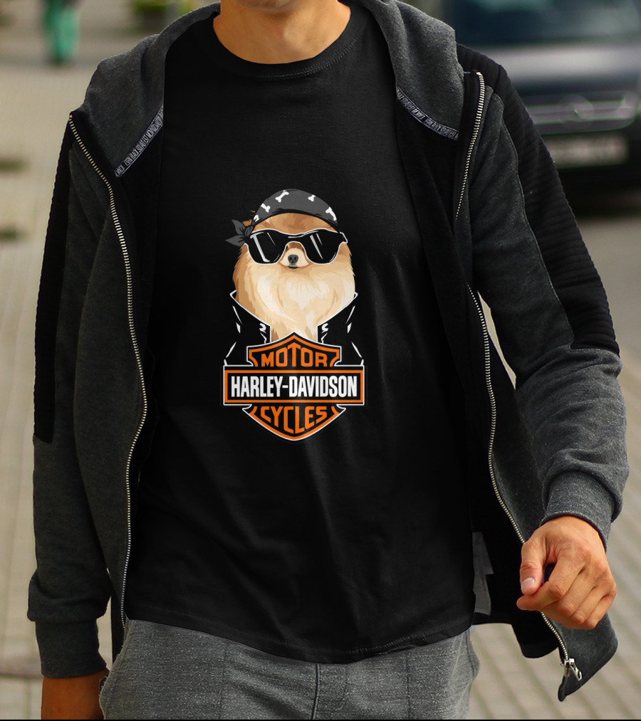 Harley Davidson German Spitz Motorcycles Biker T-Shirt