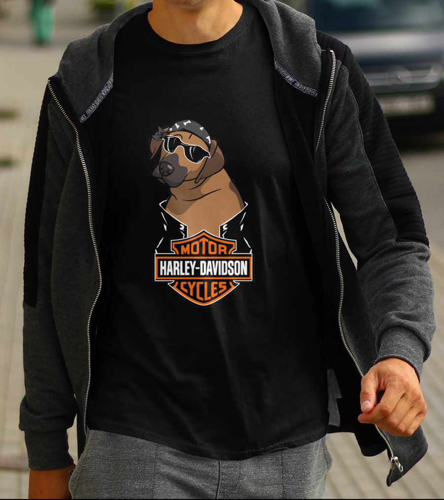 Harley Davidson Motor Cycles Rhodesian Ridgeback Biker T-Shirt