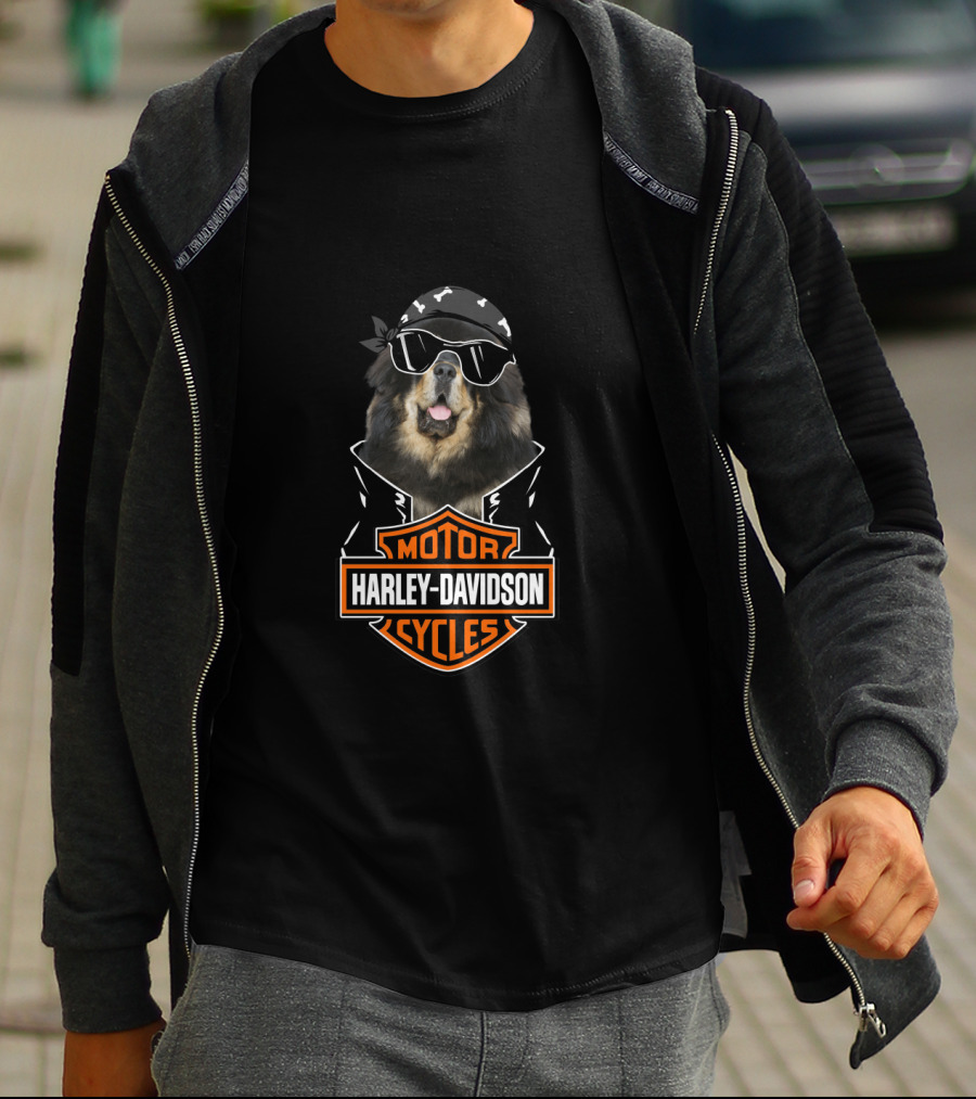 Harley Davidson Tibetan Mastiff Biker T-Shirt