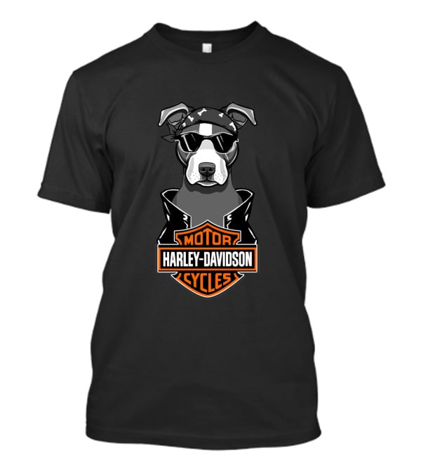 American Staffordshire Terrier Harley Davidson Motorcycles Biker T-Shirt