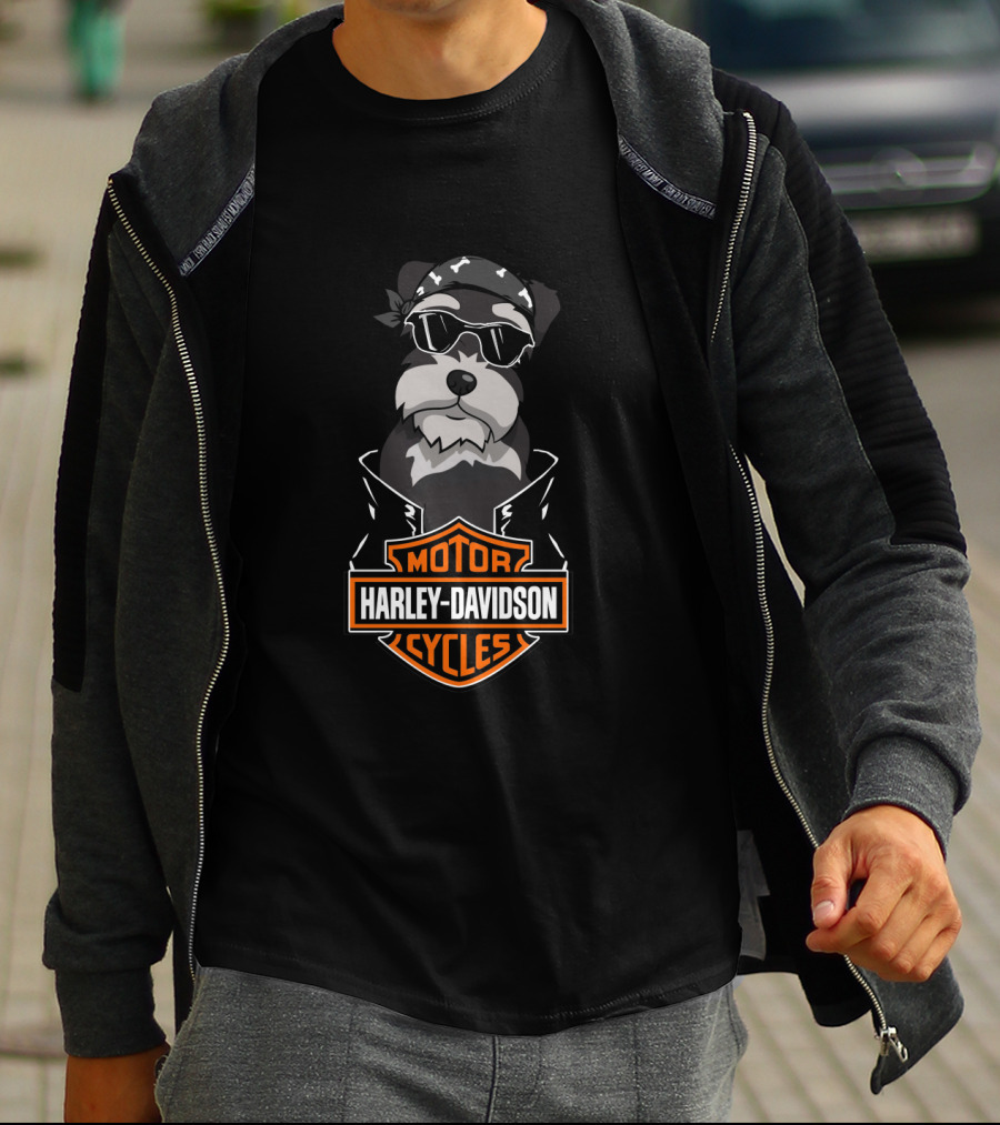 Harley Davidson Schnauzer Biker Cycles T-Shirt