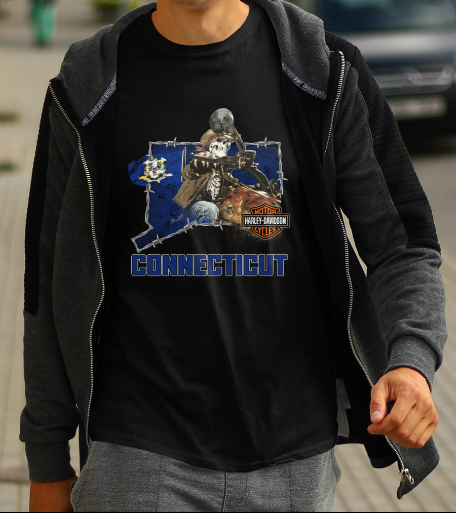 Connecticut Harley Davidson Motorcycles Skeleton Rider T-Shirt