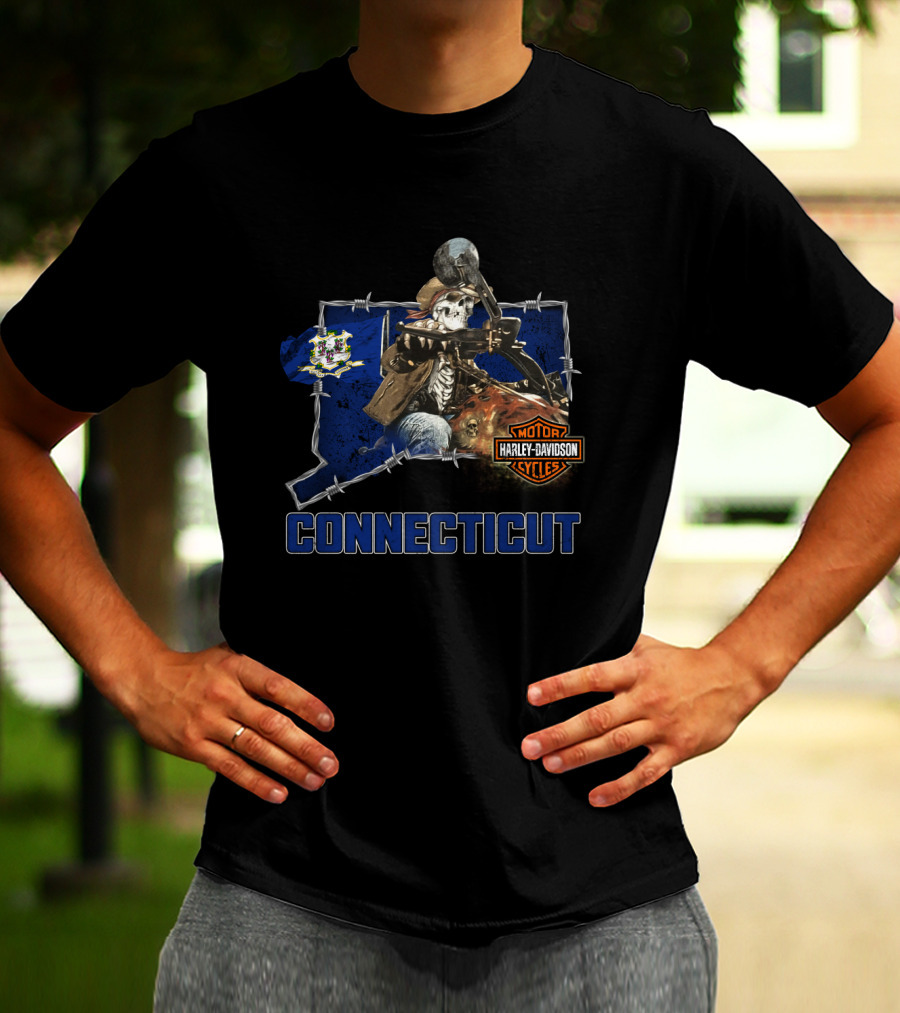 Connecticut Harley Davidson Motorcycles Skeleton Rider T-Shirt