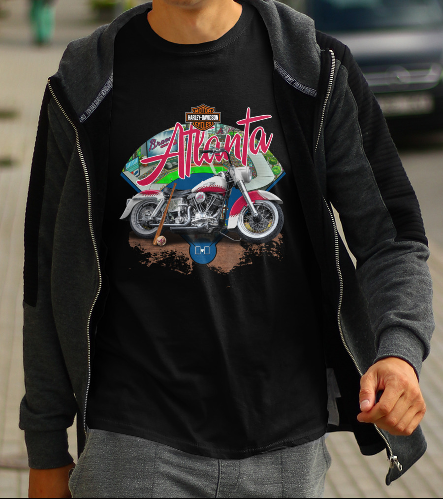 Atlanta Braves Harley Davidson Motorcycle Fan T-Shirt