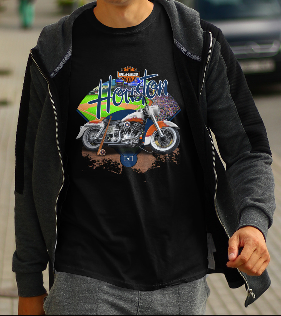 Houston Astros Harley Davidson Motorcycle Baseball Experience T-Shirt