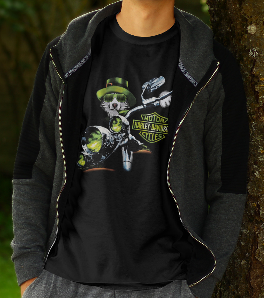 Alaskan Malamute Harley Davidson Cycles St. Patrick's Day Motorcycle Ride T-Shirt