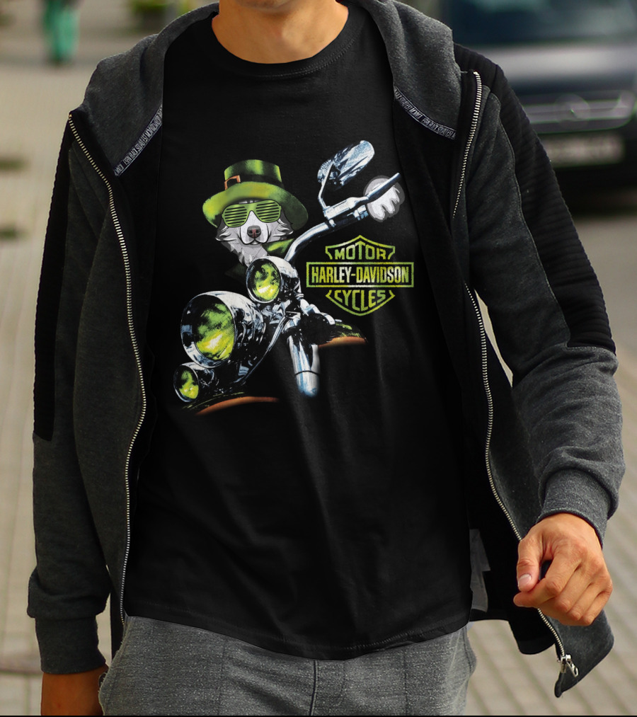 Alaskan Malamute Harley Davidson Cycles St. Patrick's Day Motorcycle Ride T-Shirt