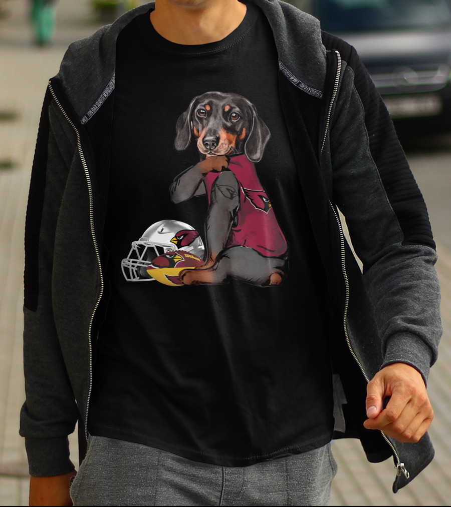 Arizona Cardinals Football Dachshund With Helmet And Ball T-Shirt