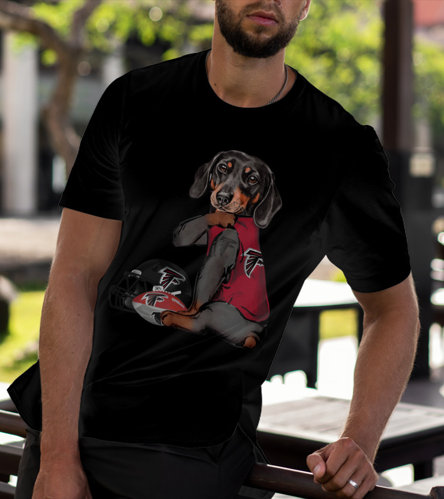 Atlanta Falcons Dachshund With Football Helmet And Ball T-Shirt