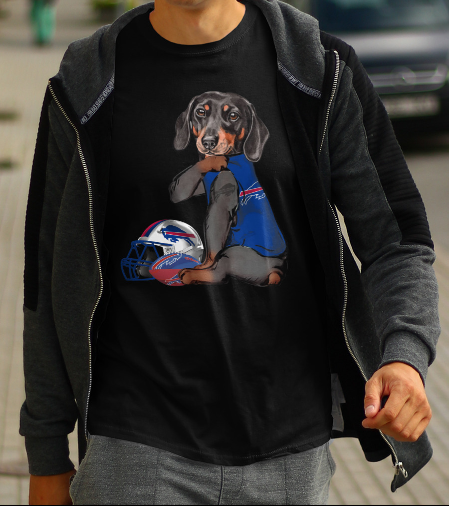 Buffalo Bills Dachshund With Helmet And Jersey T-Shirt