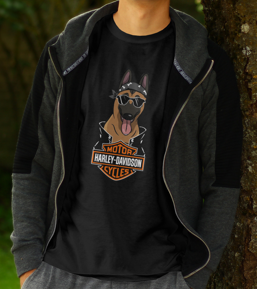 Harley Davidson Belgian Malinois Cool Sunglasses Bandana T-Shirt