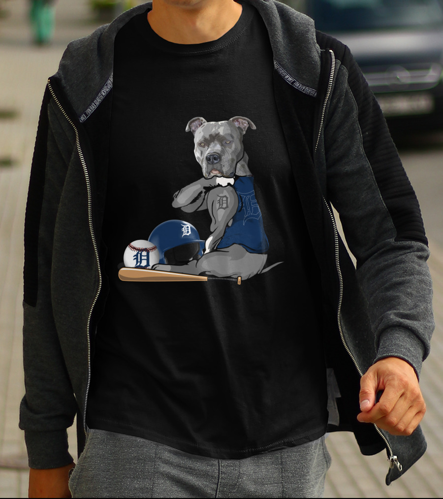 Detroit Tigers Pit Bull Baseball Team Spirit T-Shirt