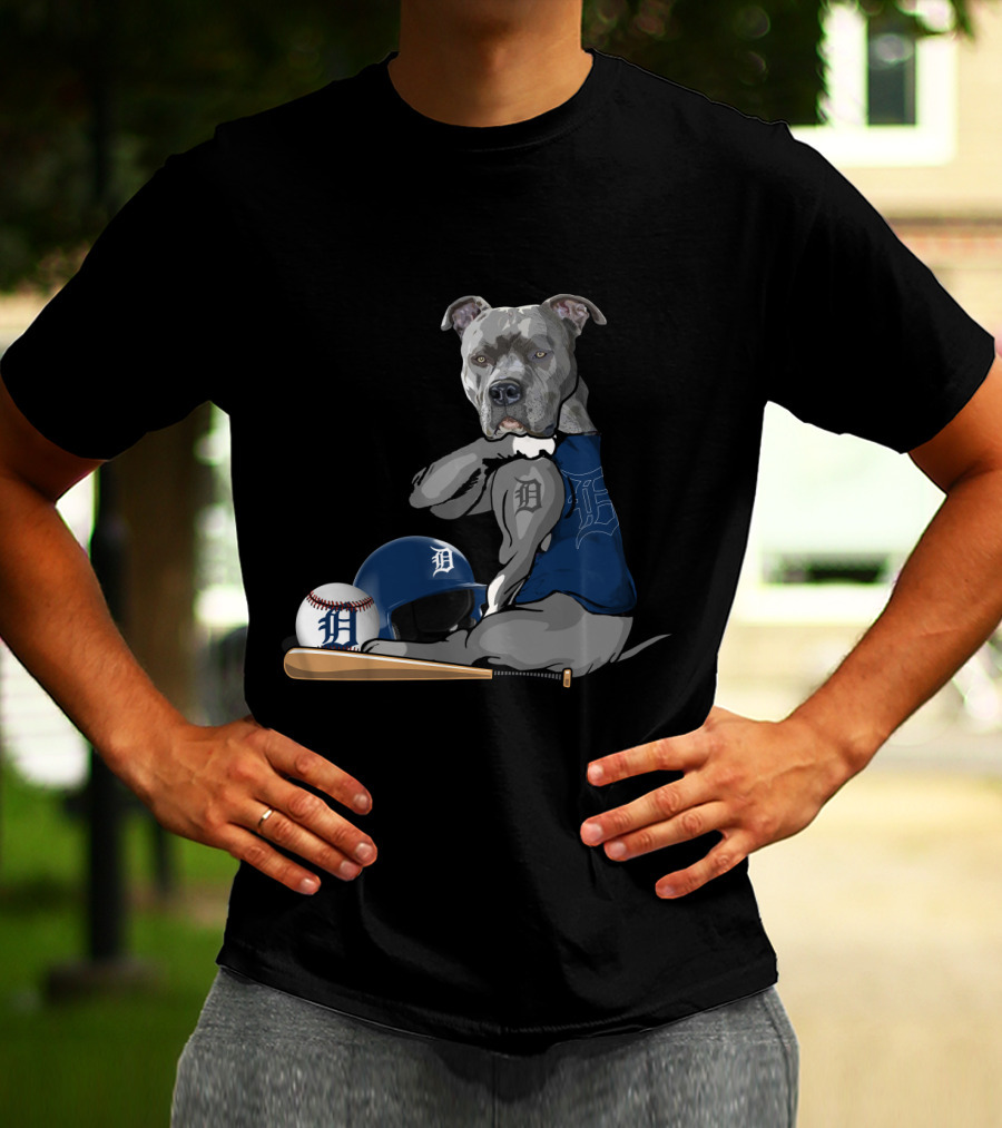 Detroit Tigers Pit Bull Baseball Team Spirit T-Shirt