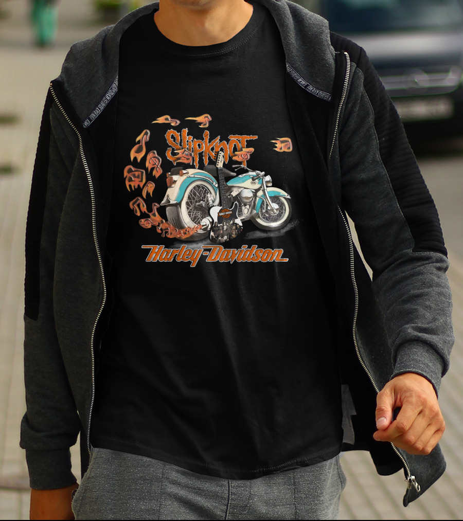 Slipknot Harley Davidson Motorcycle And Guitar T-Shirt