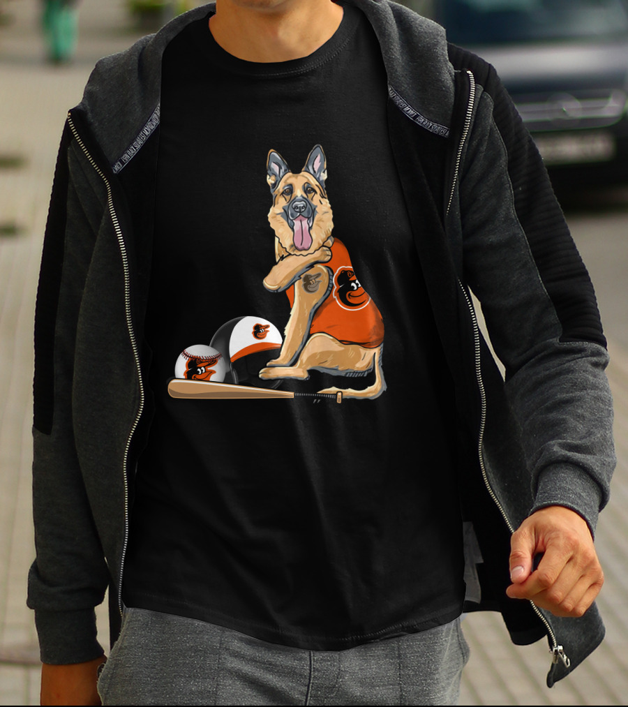 German Shepherds Baltimore Orioles Baseball Dog T-Shirt